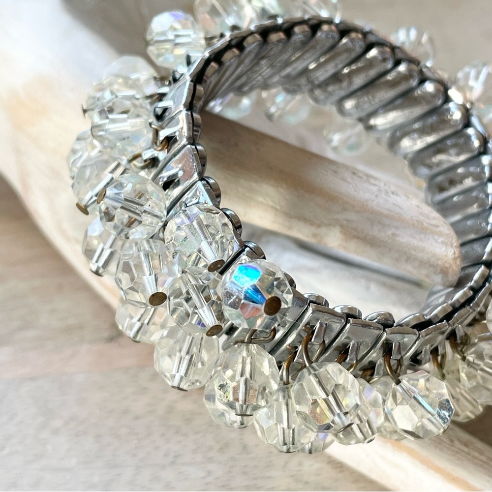 Vintage Aurora Borealis Cha-cha Bracelet Midcentury Glam Clear AB Bracelet